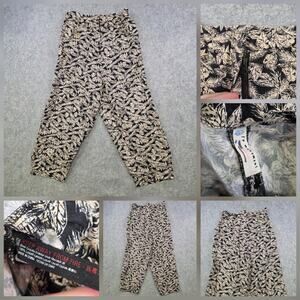 Free People FP Movement Pants Womens M Medium Leaf Print Wide Leg Pull On Casual